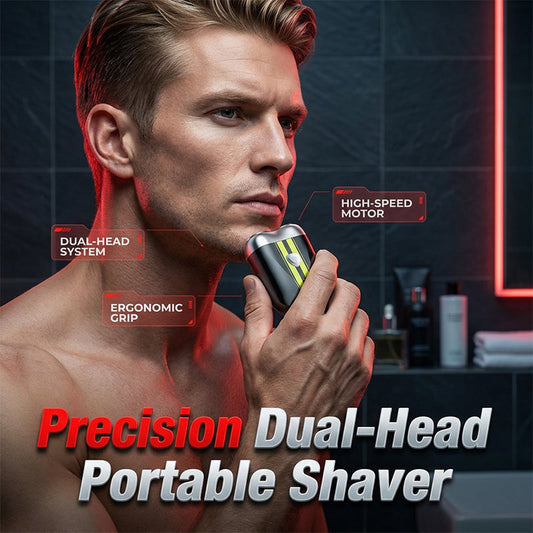 Precision Dual-Blade Portable Shaver – Ultra-Sleek Alloy Body, Fully Washable & USB Rechargeable for Effortless, Skin-Friendly Grooming On the Go